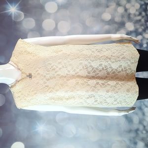 Vintage 90's Sonya Ratay San Andre Blouse Scalloped Neckline Ivory Lace Size XL